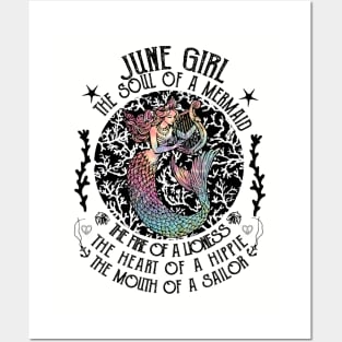 June Girl The Soul Of A Mermaid Hippie T-shirt Posters and Art